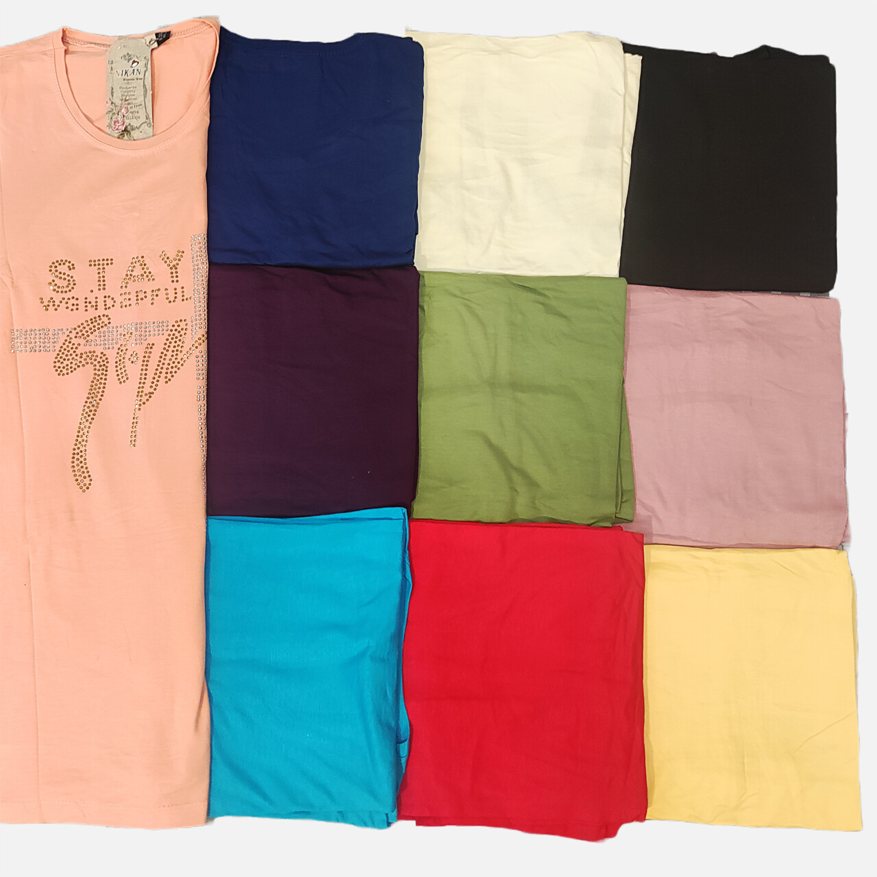 تی شرت زنانه نیکان مدل A در 10 رنگ متفاوت - تصویر ویژه